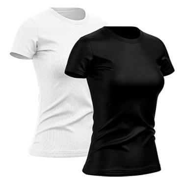 Imagem de Kit 2 Camisetas Feminina Dry Básica Lisa Proteção Solar UV Térmica Camisa Blusa, Tamanho G