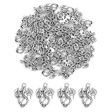 Imagem de JIALEEY Pingente de Coragem Voando Dragão 50 peças para Joias Faça Você Mesmo, Acessórios de Pulseira de Colar, Prata Antiga 21 x 16 mm