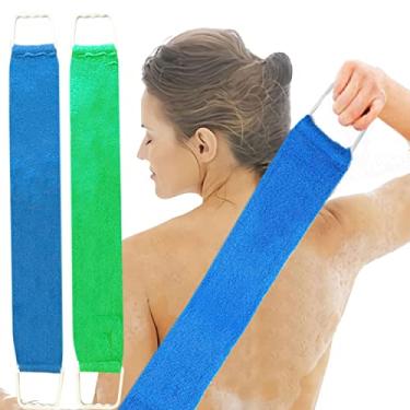 Imagem de Scrubber para chuveiro SMITCO – Esfoliante Esfoliante corporal para homens e mulheres – 2 toalhas esfoliantes mais longas do que a maioria – 78,7 cm de comprimento para locais difíceis de alcançar – Tratamento de arruela e acne nas costas