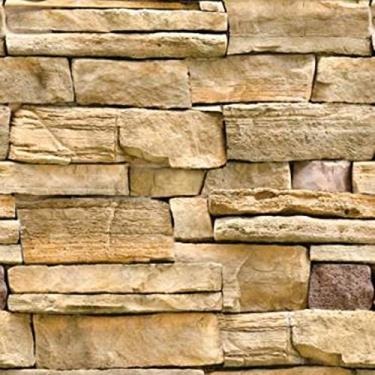 Imagem de Papel de Parede Lavável Pedra 3D Irregular Bege 12m