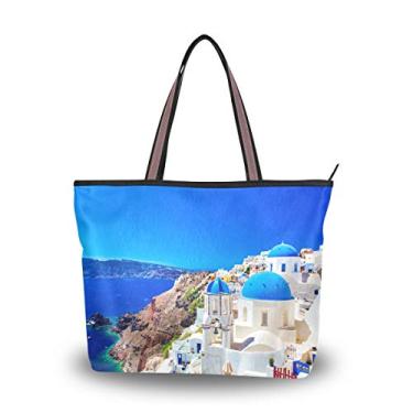 Imagem de Bolsa feminina My Daily Fashion, bolsa de ombro Santorini Island Greece Mar Egeu Grande, Multicoloured, Medium
