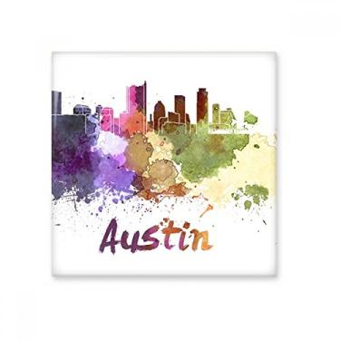 Imagem de Decalque brilhante de azulejo de cerâmica em aquarela Austin America City