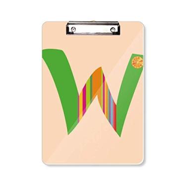 Imagem de W alfabeto laranja fruta linda estampa prancheta pasta bloco de escrita placa de suporte A4