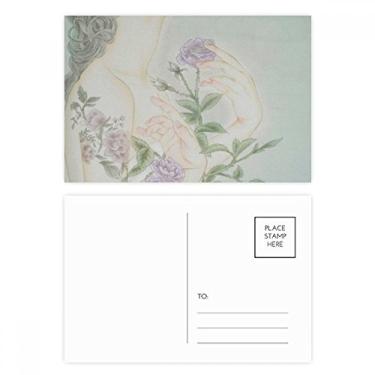 Imagem de Cartão postal roxo flor beleza pintura chinesa conjunto de cartão postal aniversário correspondência cartão de agradecimento