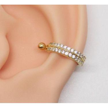 Imagem de Piercing Conch Folheado Com Duas Fileiras De Zircônias - Eu Curto Aces