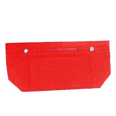 Imagem de Grey990 Bolsa de armazenamento, bolsa de feltro feminina com vários bolsos, bolsa organizadora de cosméticos, Vermelho XS,