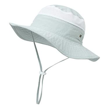 Imagem de Chapéu de sol infantil aba larga FPS 50+ chapéu para crianças meninos meninas chapéu balde ajustável chapéu balde de bebê (azul, 56 cm)