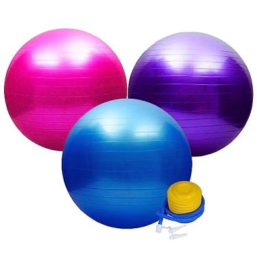 Imagem de Bola Suiça 65cm Fitness Yoga Pilates Funcional Com Inflador Manual (Roxo)