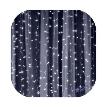 Imagem de Cortina 500 Led 4,0m x 2,2m Fixo Branco Frio Decor Festa Casa Natal 110V