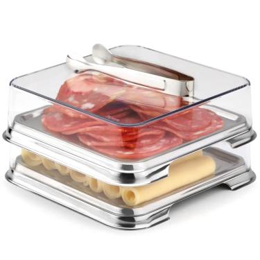 Imagem de Conjunto Porta-Frios Duplo Forma Inox Vision Quadrado 3 pçs