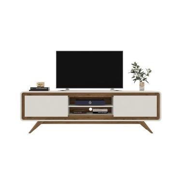 Imagem de Rack Para Tv Até 70 Polegadas Channel 1.8 C/ Pés em Madeira 2 Portas - Nature/Off White