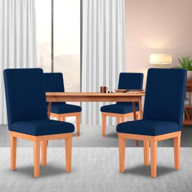 Imagem de Kit 06 Cadeiras De Jantar Alice Suede Azul - Madeira Prima Deccor