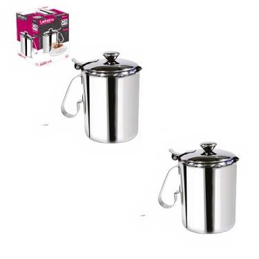 Imagem de kit 2 Jarra Para Água Suco Leite Inox Leiteira Com Tampa 750ml