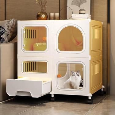 Imagem de Gaiolas para gatos internas grandes com caixa de areia e polia, cercadinho para gatos, casa para animais pequenos, caixa para gatos montada, B, 27,9" C x 18,3" L x 29,5" A