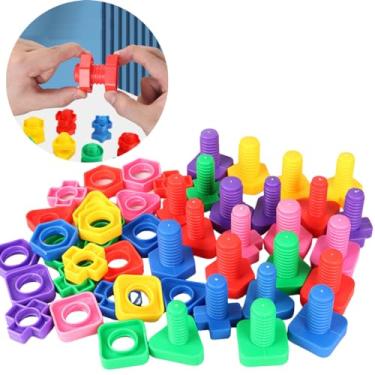 Imagem de Bloco de Montar Brinquedo Infantil Quebra-Cabeças Educativo Colorido Blocos de Encaixar 24 Pecas Montessori