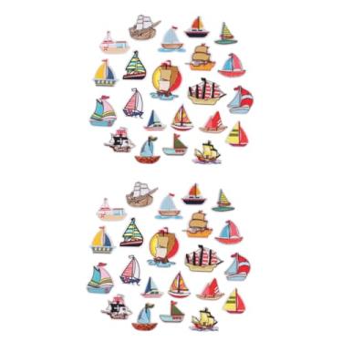 Imagem de VILLCASE Adesivos De Remendo 46 Peças patch de vela decoração de letras adesivos de natal aplique de padrão de veleiro adesivos de pano bordado Desenho animado a vela etiqueta bordada
