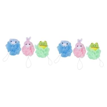 Imagem de DOITOOL 6 Peças Flores de banho de banho desenhos animados bolsa transparente esponja de bebê purificador esponjas bola de banho bola de bebê tome um banho bola de sopro Esfregar pufe
