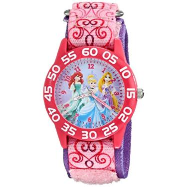 Imagem de Disney Relógio com pulseira de nylon de quartzo analógico e professor de tempo plástico para crianças princesa, rosa