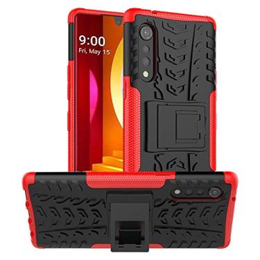Imagem de Yiakeng Capa para celular, capa rígida à prova de choque fina com suporte para LG Velvet 5G (vermelho)