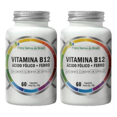 Imagem de Vitamina B12 Ácido Fólico E Ferro 2X60 Cápsulas Flora Nativa