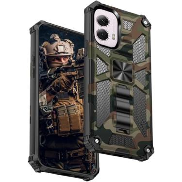 Imagem de Ephoou Capa camuflada para Motorola Moto G Power 5G (2024) com suporte magnético, capa camuflada de grau militar resistente à prova de choque para Motorola Moto G Power 5G (2024) MC-verde militar
