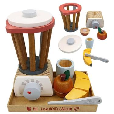 Imagem de Liquidificador de Brinquedo Kit Comidinha Infantil Madeira