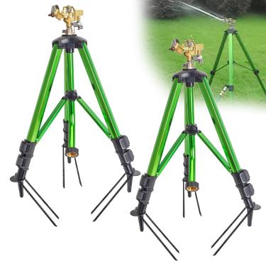 Imagem de BAUSATZ Aspersor de água ao ar livre para irrigador de gramado de jardim com cabeça de aspersor de latão aspersor de mangueira aspersor de tripé giratório de 360 graus Aspersor de jardim ajustável