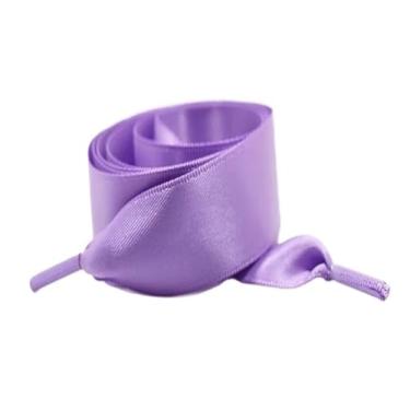 Imagem de 1Pair Satin Shoe Laces Flat Silk Ribbon Shoelaces Width Boots Sneakers Laces For Shoes Length (Color : Light purple, Size : 120cm)