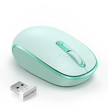 Imagem de TECKNET Mouse sem fio para laptop, mouse de computador silencioso de 2,4 G com receptor USB, 4 botões, mouse sem fio portátil para Chromebook, laptop, PC, Mac, 800/1200/1600 DPI - verde menta