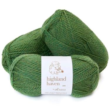 Imagem de Highland Haven – Conjunto de 3 novelos de lã 100% Highland Haven (150 gramas) Peso DK – originário diretamente do Peru – Celestial macio e perfeito para tricô e crochê (DK, samambaia mesclada)