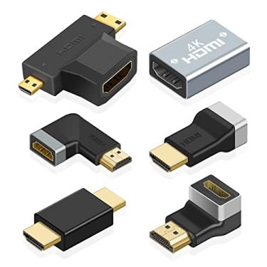 Imagem de Adaptador HDMI Acme 90 e 270 Pacote com 6 - Adaptador L macho e fêmea, Micro, Mini e HDMI - Suporte 3D e 4K banhado a ouro