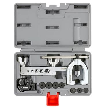 Imagem de ARES 18019 - Conjunto de ferramentas de alargamento duplo com adaptadores extras - Use em cobre, alumínio, linha de freio de aço macio e tubulação de latão - Inclui miniccortador de tubos e estojo de armazenamento