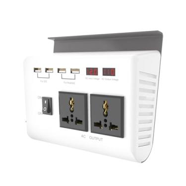 Imagem de SZITW Inversores de energia para carro 300W Conversor DC 12V para AC 110V 4 portas USB e 2 tomadas CA Adaptador de carregador Conversor de plugue para carro Inversor de onda senoidal com tela LCD dupl