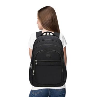Imagem de Mochila Feminina Escolar Casual Dia a Dia Bolsa Grande Todas As Idades Espaço Para Notebook Porta Garrafa Faculdade Trabalho (PRETO)