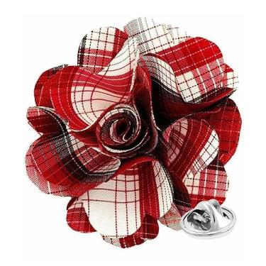 Imagem de Vittorio Vico Broche de lapela de flor xadrez formal masculino premium - Boutonniere para homens, broche de flor, 2.5" (6.36CM), Poliéster, Não aplicável