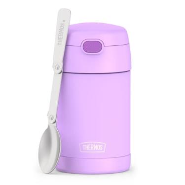 Imagem de THERMOS FUNTAINER Pote de alimentos isolado a vácuo de aço inoxidável de 473 ml com colher dobrável, roxo neon