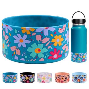 Imagem de HEYSKAY Garrafa protetora de silicone com base para tampa de bota para copo Stanley de 590 a 1180 ml, garrafa de água Hydro Flask de 340 a 680 g. Compatível com todas as garrafas de água com largura inferior de 7,2 cm