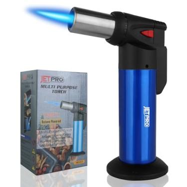 Imagem de JETPRO Isqueiro de butano, operação com uma mão, tocha de cozinha para churrasco (gás butano não pré-cheio)
