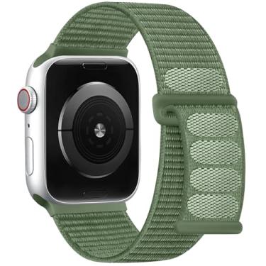 Imagem de DaQin Pulseira esportiva de nylon compatível com Apple Watch séries 11, 10, 9, 8, 7, 6, 5, 4, 3, 2 e 1 SE, Ultra, feminina e masculina de 44 mm, 42 mm, 45 mm, 46 mm, 49 mm, macia e respirável