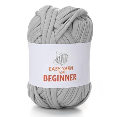 Imagem de Fio de camiseta para crochê e tricô - fio grosso grosso para bolsas, cobertores, almofadas, chinelos e mais - 100 g, presente de tricô artesanal DIY