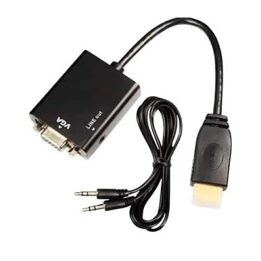 Imagem de Cabo Adaptador Conversor HDMI para VGA com Saída P2 de áudio