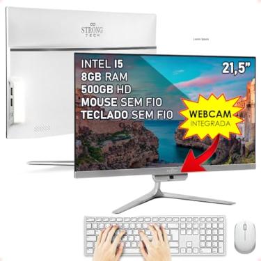 Imagem de Computador Completo All In One Intel Core i5 21,5" 8GB HD 500GB 4 Núcleos Super Turbo Hdmi Teclado e Mouse Strong Tech