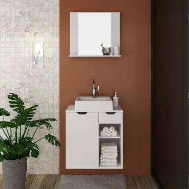 Imagem de Conjunto para Banheiro Completo Gabinete Cuba Espelho Branco