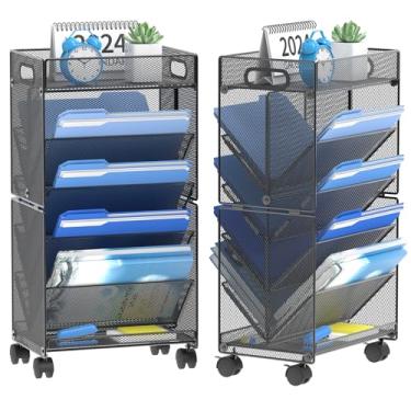Imagem de OUTWOLF Carrinho de arquivo com rodinhas de 10 camadas, organizador de arquivos com rod...