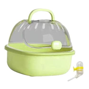 Imagem de Generic Estojo de transporte para hamster, gaiola para transporte de pequenos animais, gaiola para porquinhos da índia com garrafa de água, gaiola de saída, Verde
