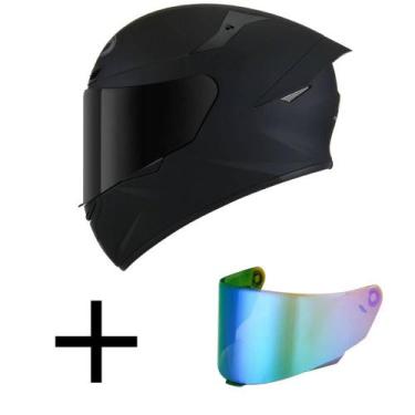 Imagem de Capacete KYT TT Course Plain Preto Fosco Mais Viseira Camaleão, 60