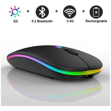 Imagem de Mouse S/ Fio Recarregavel Rgb 2.4gh Wireless Ergonomico Led - LEHMOX, 