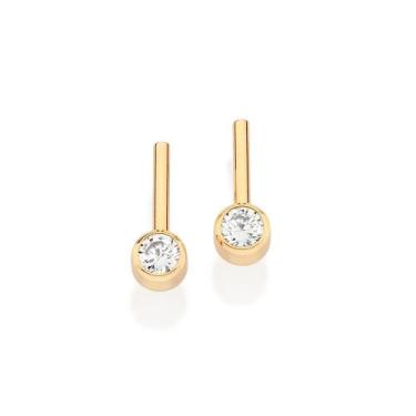 Imagem de Brincos rommanel banhado ouro 3x 24k 18k e 22k feminino pequeno palito