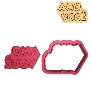 Imagem de Cortador Carimbo Frase Amor Carinho Amo Você - DOCE IMPRESSO, 6cm