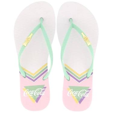 Imagem de Chinelo Coca Cola Leeds Feminino Branco e Verde 33-34